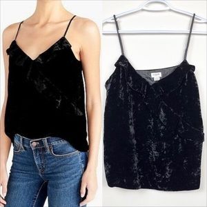 J. Crew Crushed Velvet Ruffle Tank Top